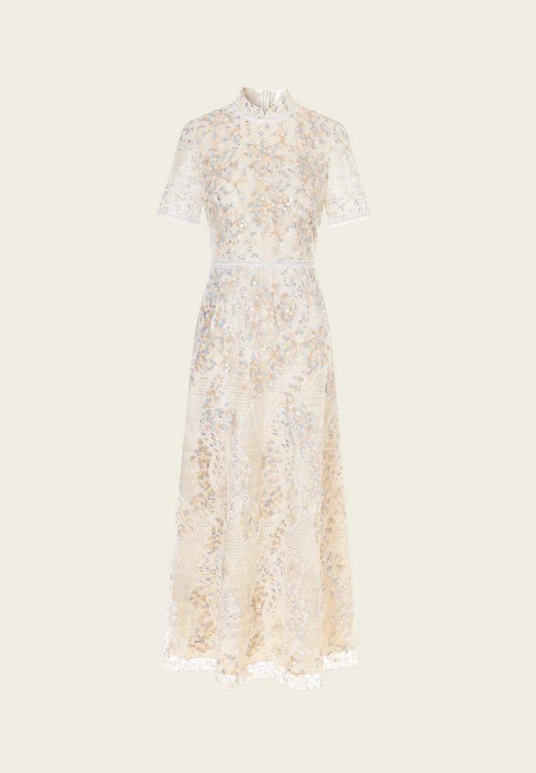 Cream Floral Lace Dress