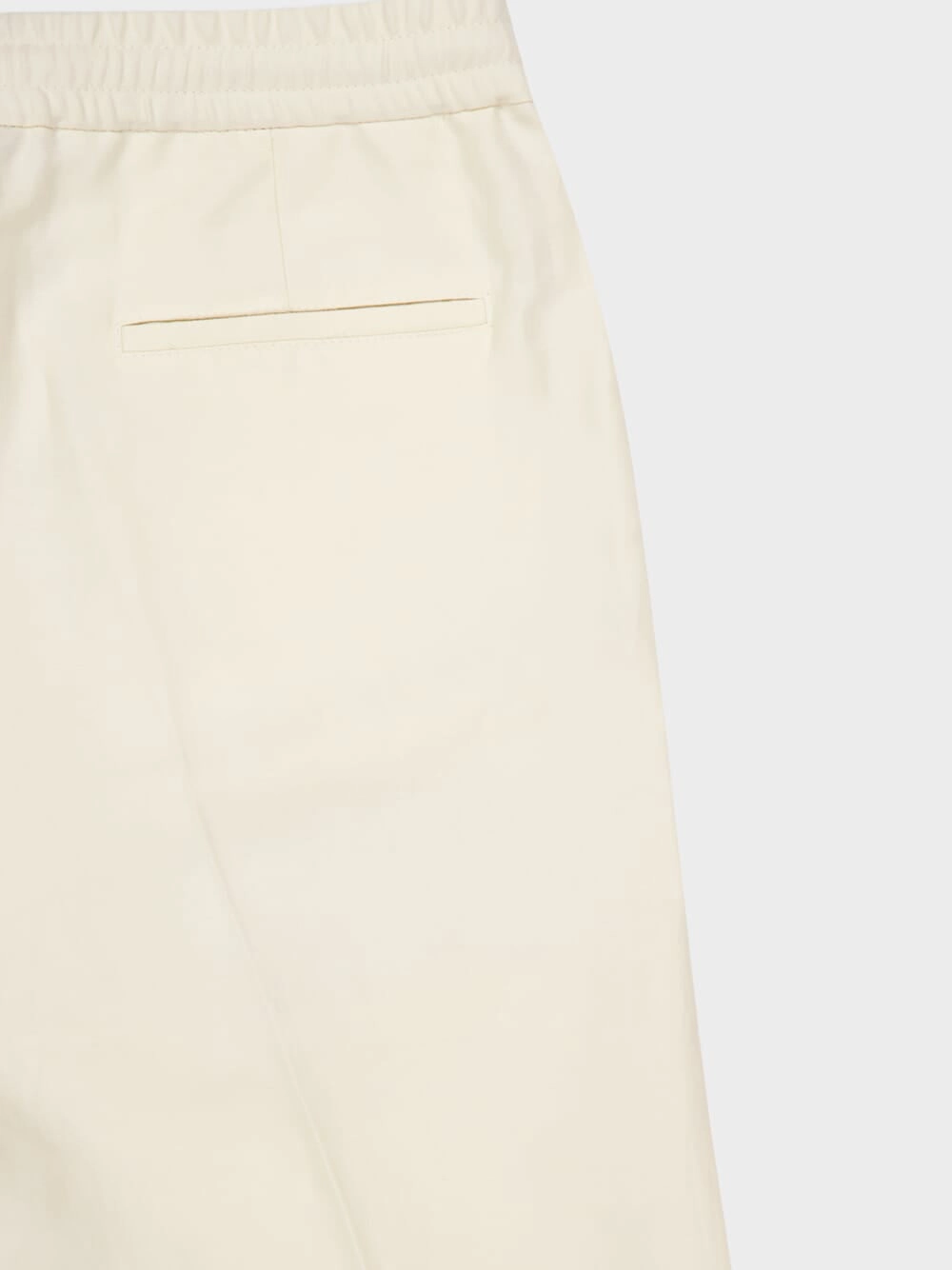 Cream Linen-Cotton Drawstring Pants