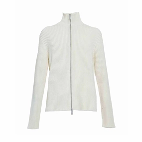 Cream Ribbed Cardigan With Zipper designer sweaters outlet