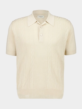 Cream Silk-Linen Polo Shirt Tops Mens - men's t-shirts outlet