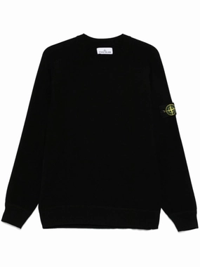 Crew Neck Black Sweater With Ribbed Cuffs And Hem winter sweaters outlet
