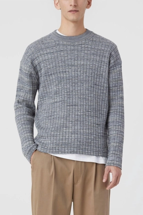 Crew Neck Ribbed Jumper In Ash Grey chunky knit discount
