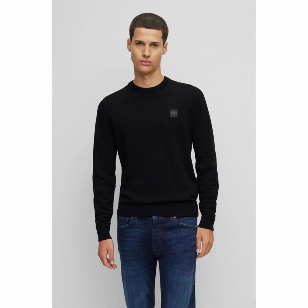 Crew-neck sweater in cotton and cashmere with logo