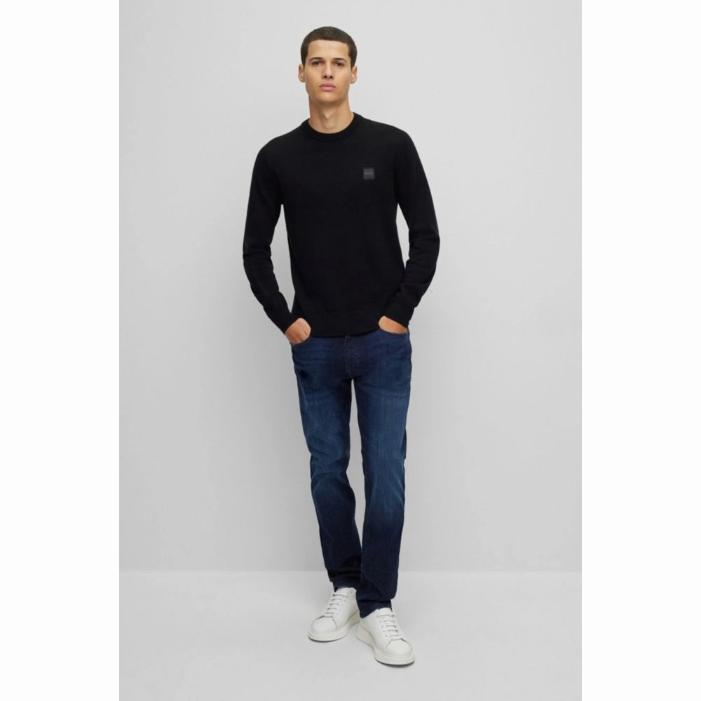 Crew-neck sweater in cotton and cashmere with logo