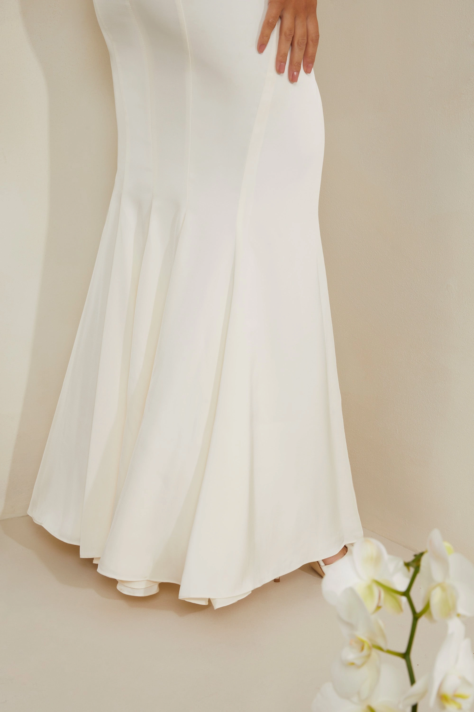 Cut Out Fishtail Maxi Dress in White