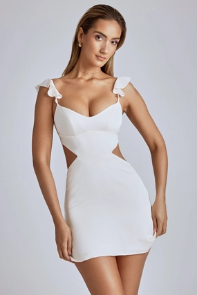 Cut Out Satin Mini Dress in Ivory Dresses outlet online