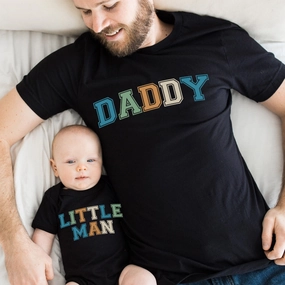 Daddy & Little Man Multi Block Matching T-Shirts- Black Holiday Collection - vacation wear sale