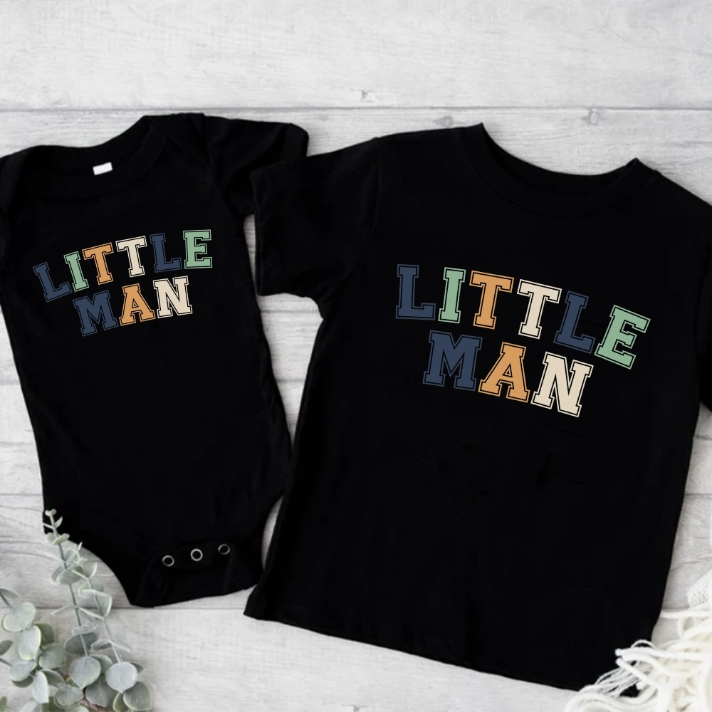 Daddy & Little Man Multi Block Matching T-Shirts- Black