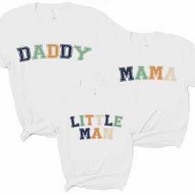 Daddy, Mama & Little Man Multi Block Matching T-Shirts White Holiday Collection - holiday outfits clearance