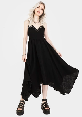 Damara Embroidered Cotton Hanky Hem Midaxi Dress Dresses Womens - women's dresses clearance