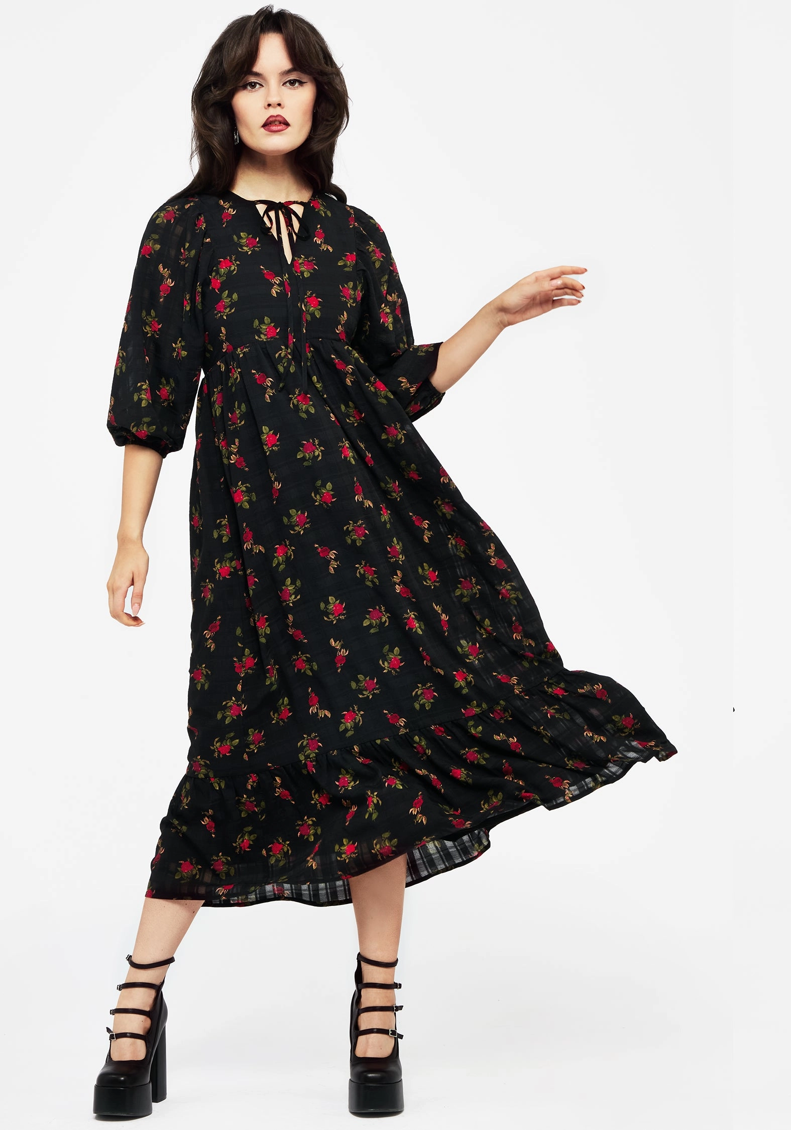 Darcey Floral Print Chiffon Midaxi Dress Dresses Womens - women's dresses clearance