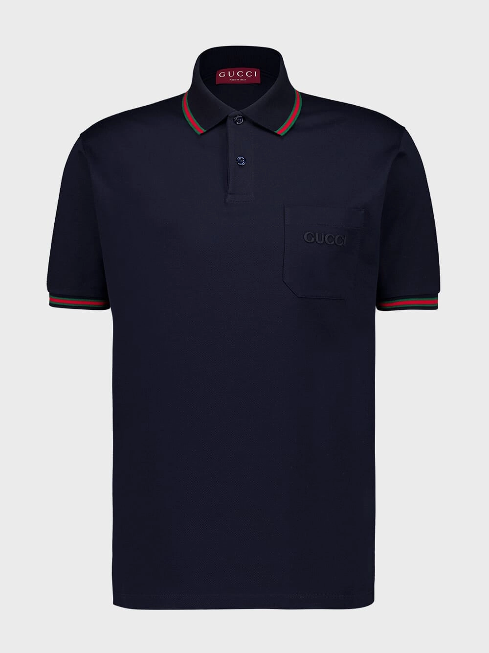 Dark Blue Embroidered Stretch Cotton Polo Shirt Tops Mens - men's t-shirts outlet