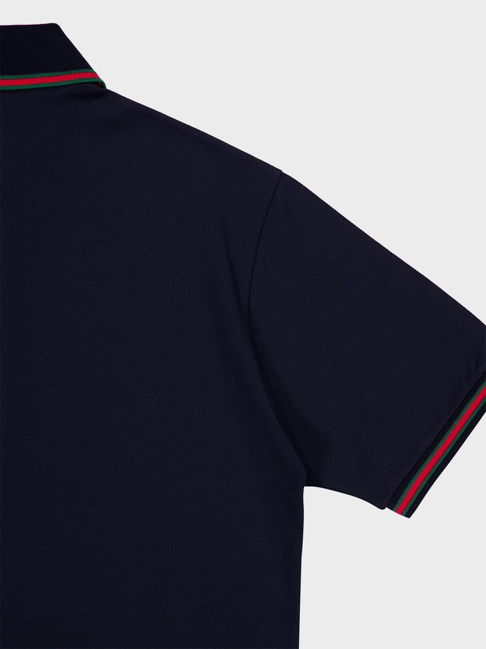 Dark Blue Embroidered Stretch Cotton Polo Shirt