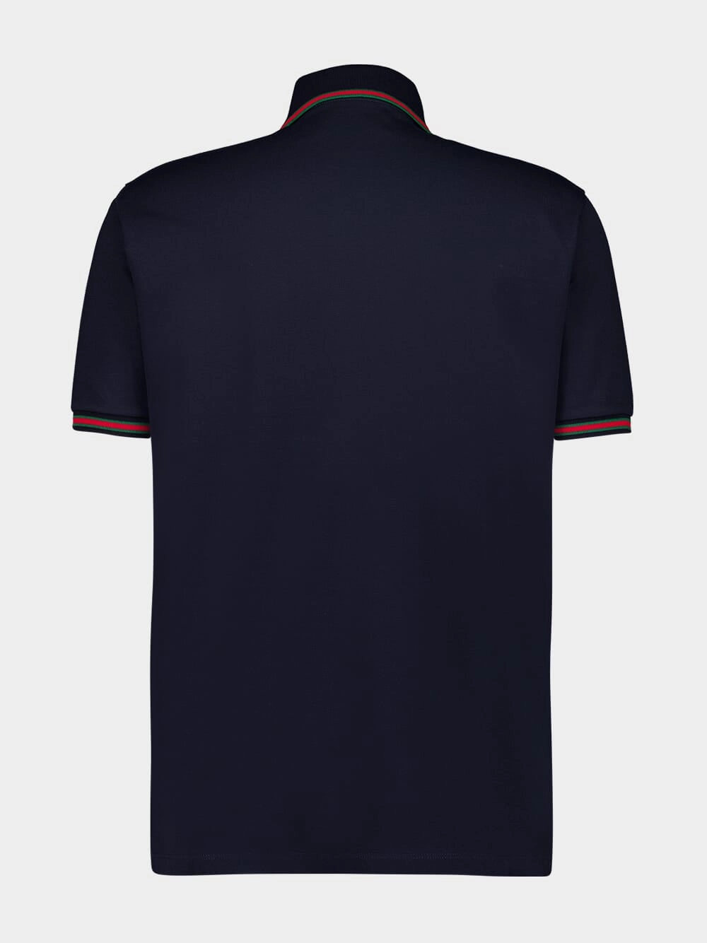 Dark Blue Embroidered Stretch Cotton Polo Shirt