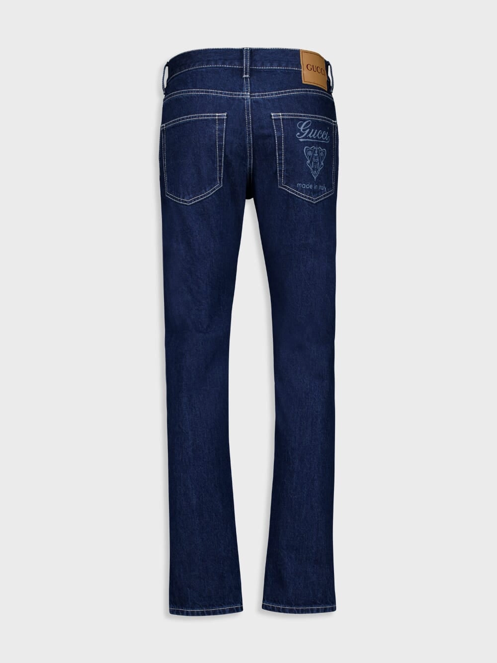 Dark Blue Lasered Tapered Denim Pants