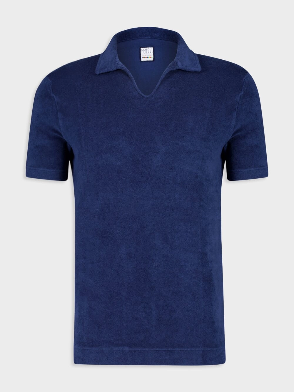 Dark Blue Peter Terry Knit Cotton Polo Tops Mens - men's t-shirts outlet