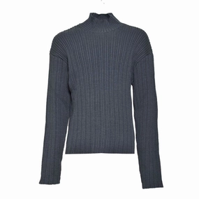 Dark Grey Wool Funnel Neck Sweater designer sweaters outlet