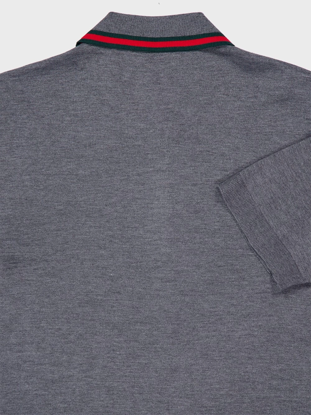 Dark Grey Wool Knit Polo Shirt with Web