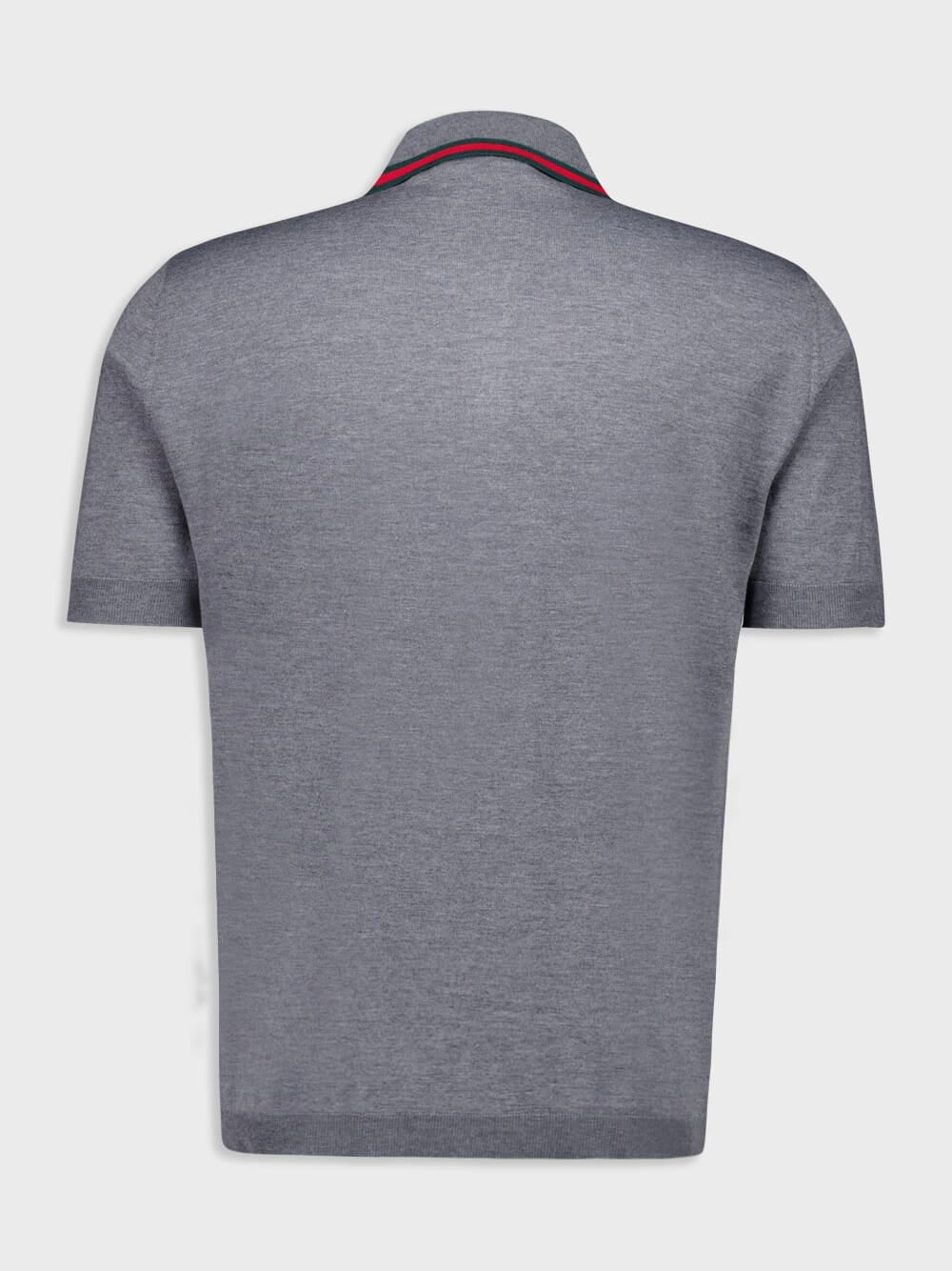 Dark Grey Wool Knit Polo Shirt with Web