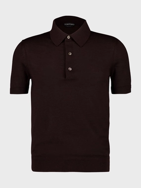 Dark Taupe Cashmere Silk Polo Tops Mens - men's t-shirts outlet