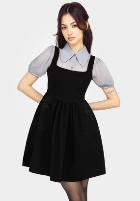 Deadhead Rose Embroidered Denim Mini Smock Dress Dresses Womens - women's dresses clearance