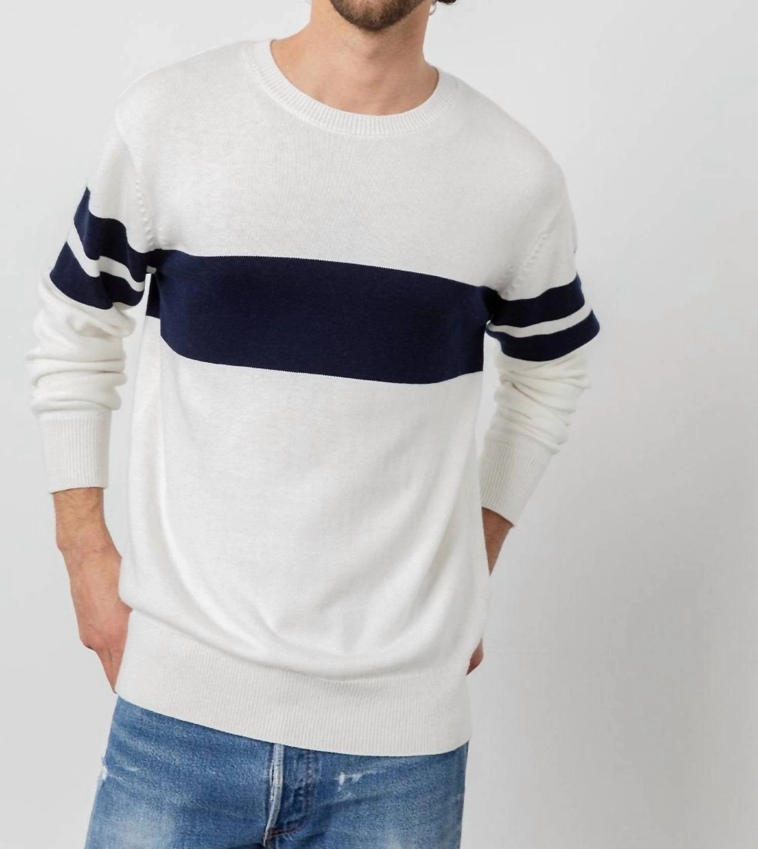 Delmar Surf Sweater In White/navy knit sweaters cheap