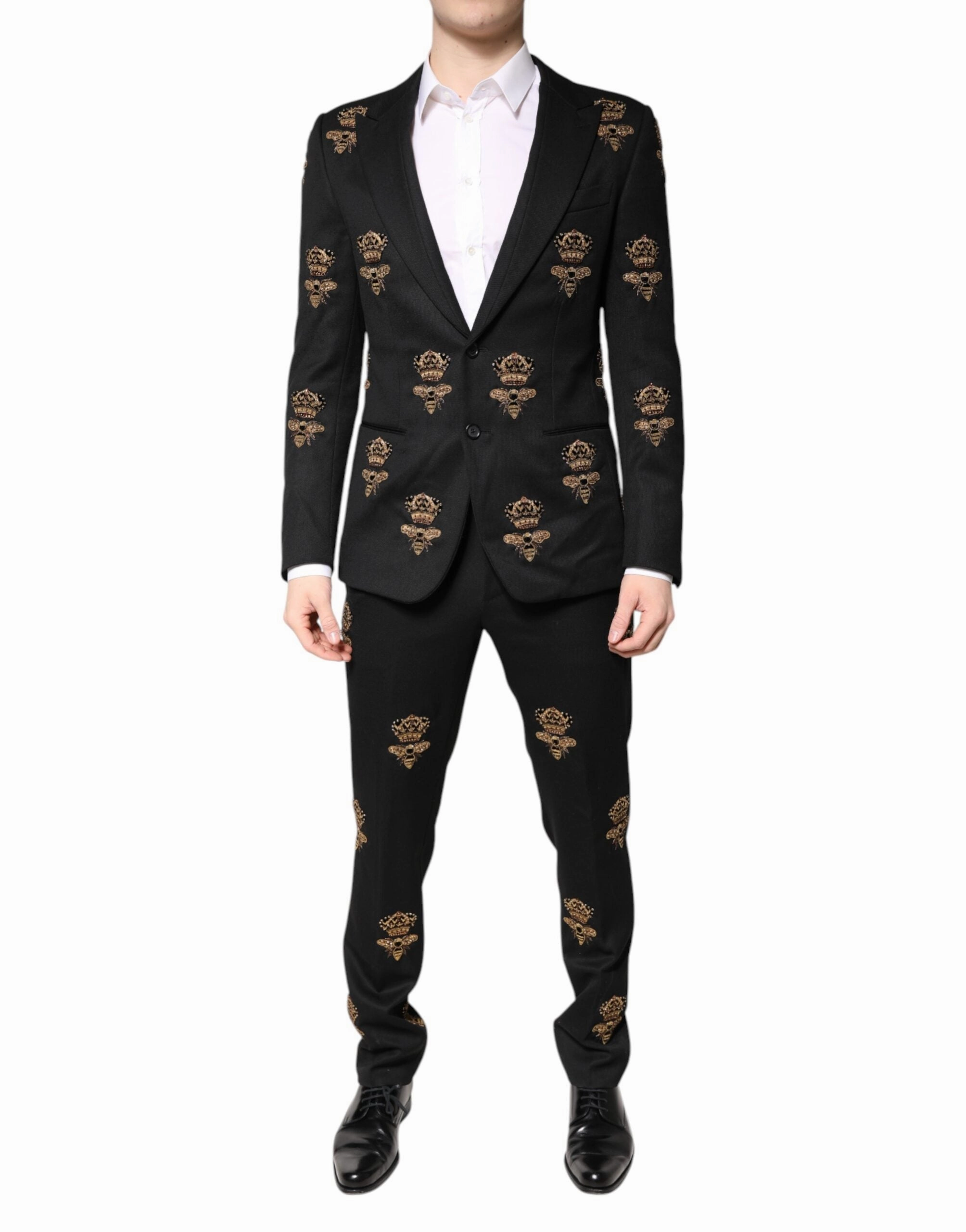 Dolce & Gabbana Bee Crown Embroidery 2 Piece Men's Suit (Pre-Owned)