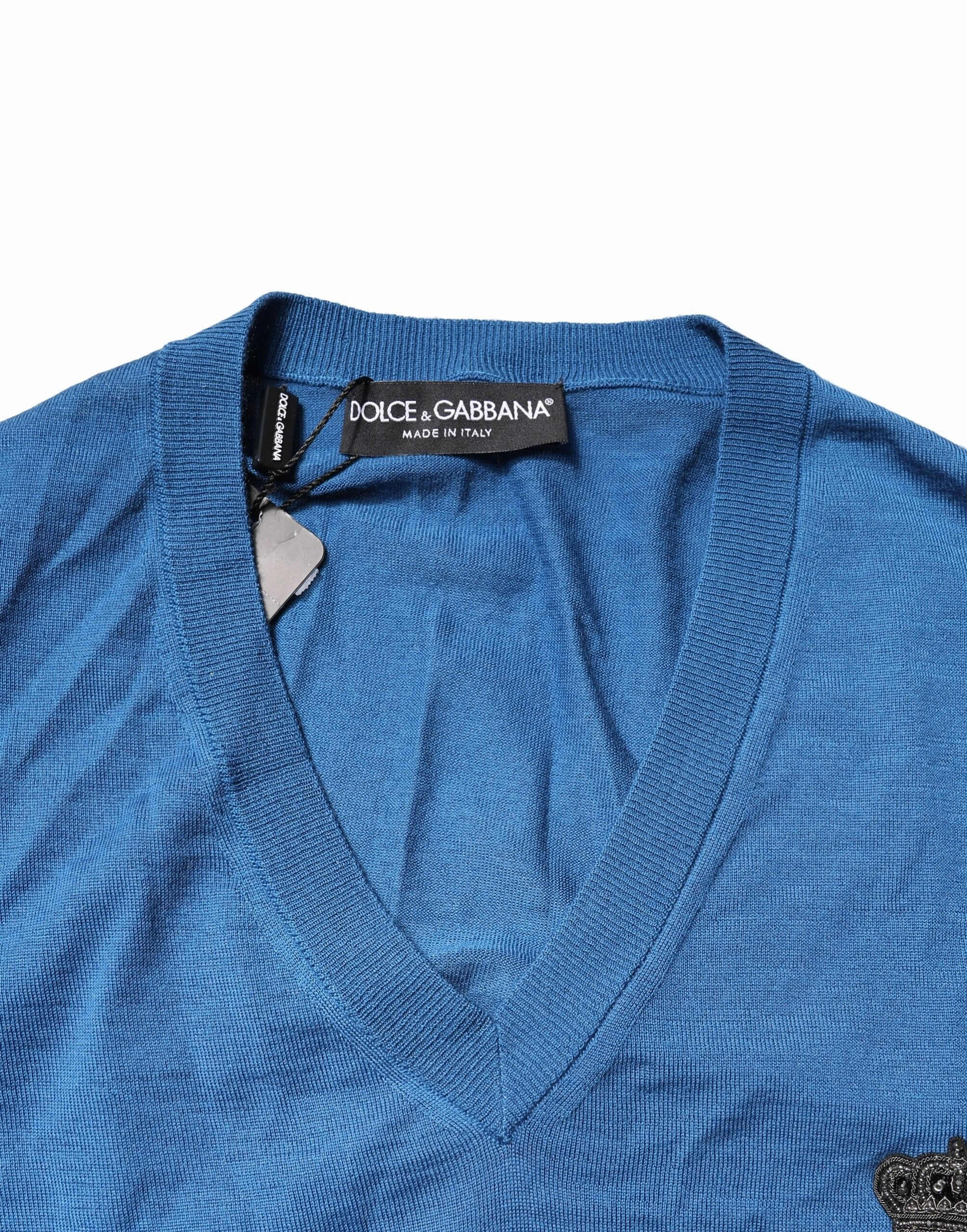 Dolce & Gabbana Cashmere Crown V-neck Pullover Men's Sweater (Pre-Owned)