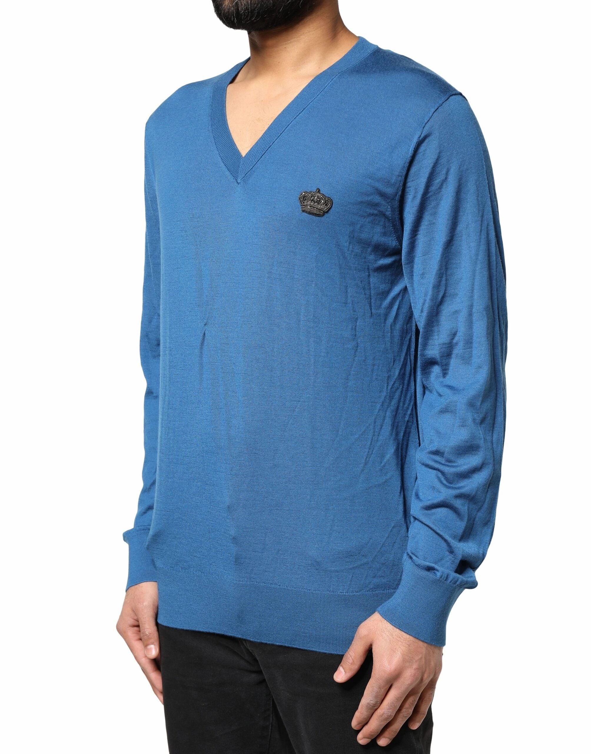 Dolce & Gabbana Cashmere Crown V-neck Pullover Men's Sweater (Pre-Owned)