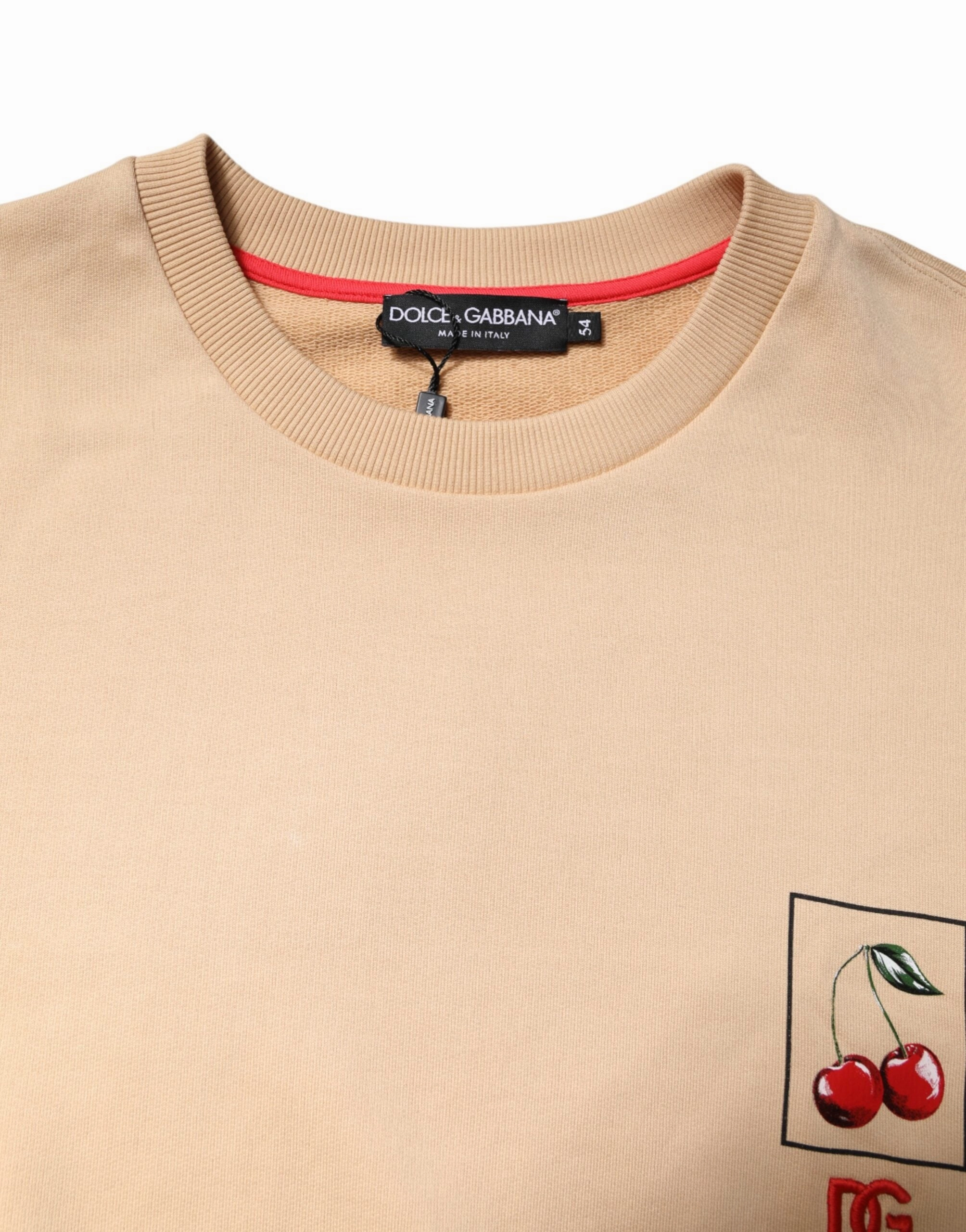 Dolce & Gabbana Cherry Print Crew Neck Pullover Men's Sweater