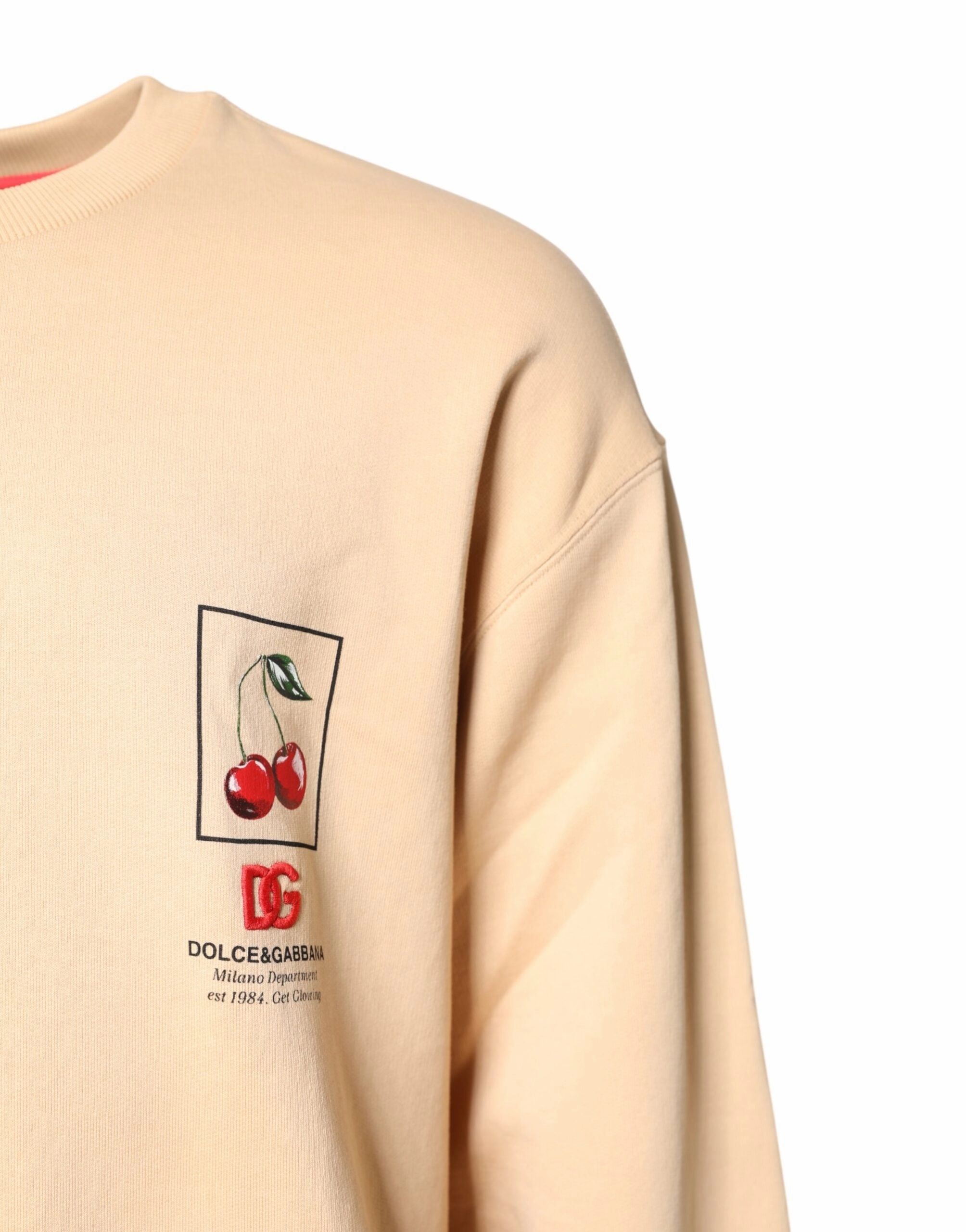 Dolce & Gabbana Cherry Print Crew Neck Pullover Men's Sweater