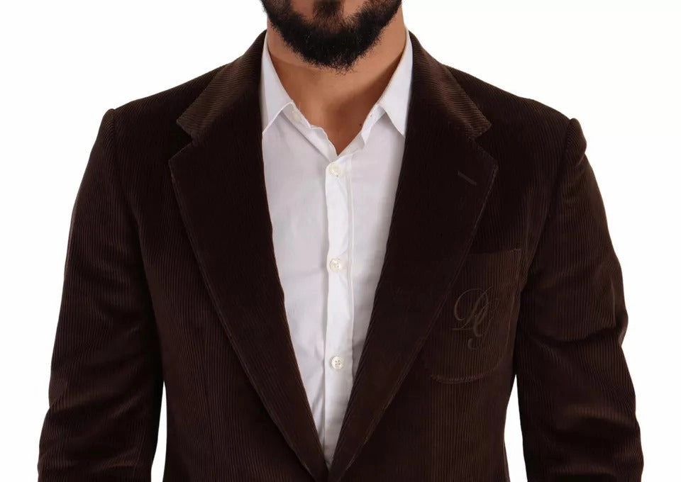 Dolce & Gabbana Corduroy Slim Fit Coat DG Logo Men's Blazer