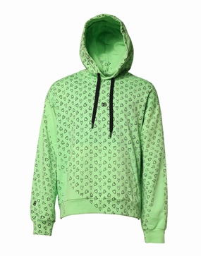 Dolce & Gabbana Cotton Logo Heart Print Hooded Men's Sweater (Pre-Owned) knit sweaters cheap