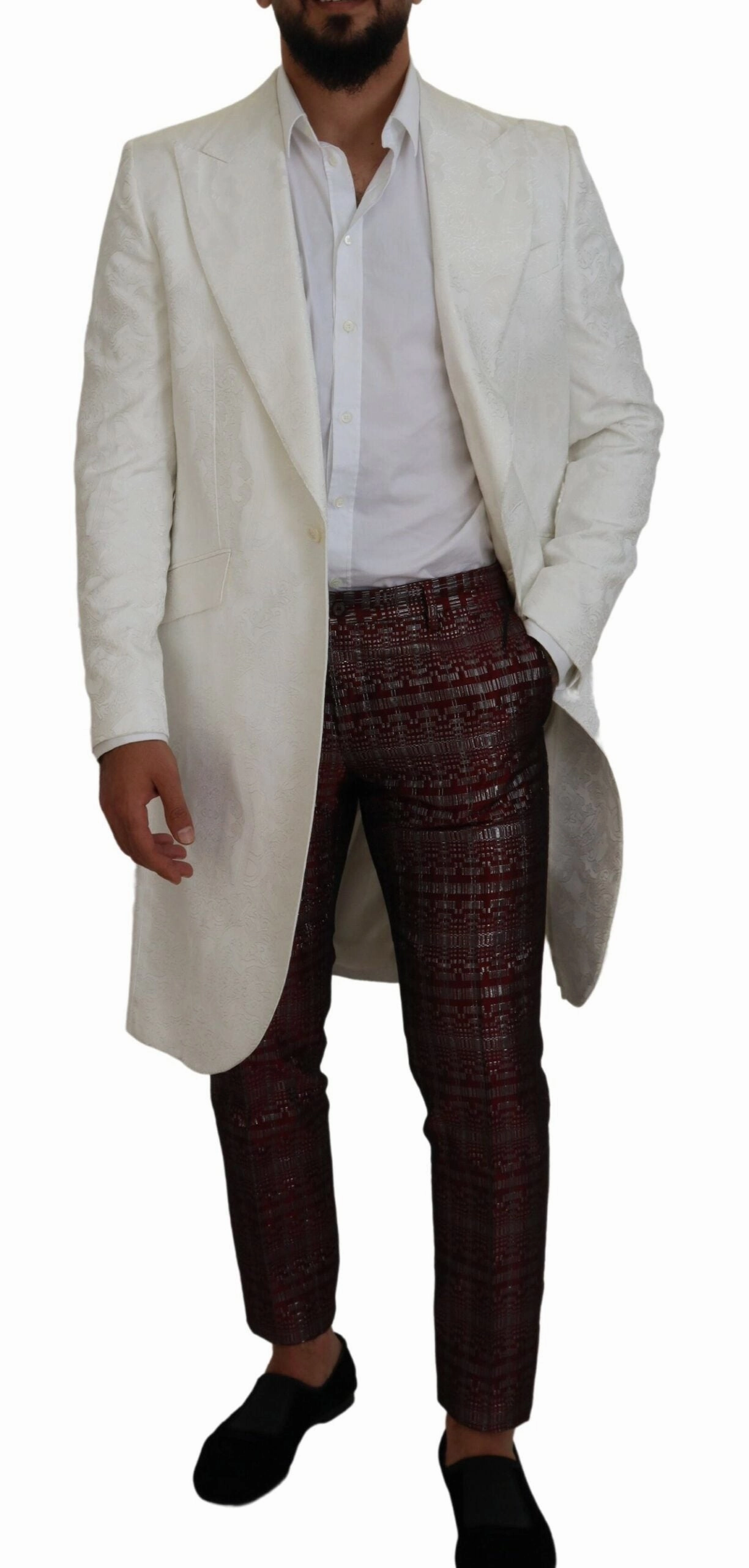 Dolce & Gabbana Elegant Floral Brocade Trench Men's Coat