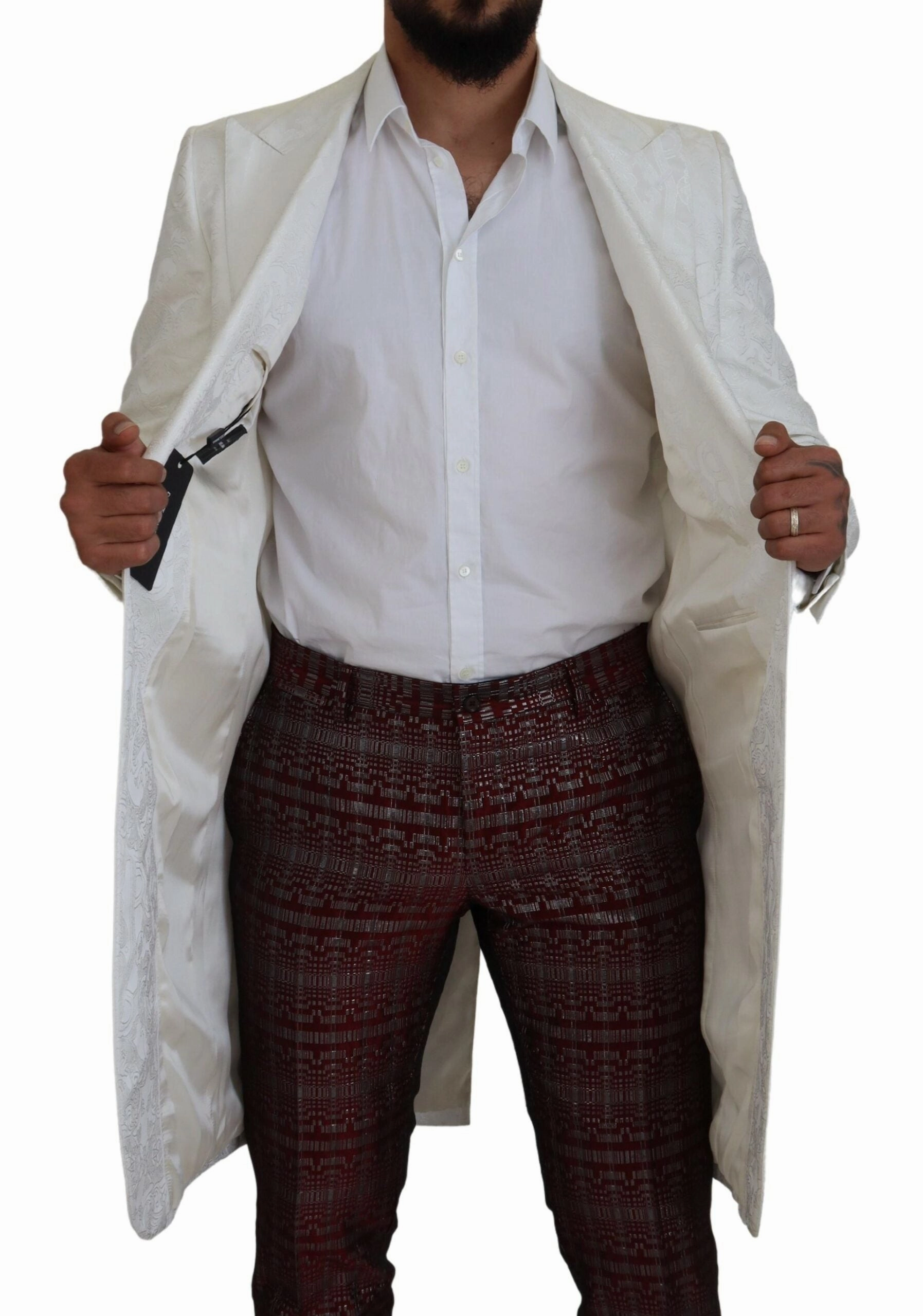 Dolce & Gabbana Elegant Floral Brocade Trench Men's Coat