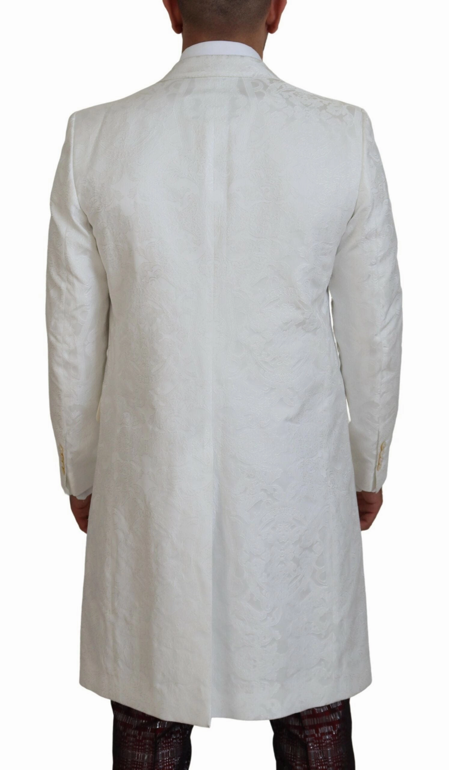 Dolce & Gabbana Elegant Floral Brocade Trench Men's Coat