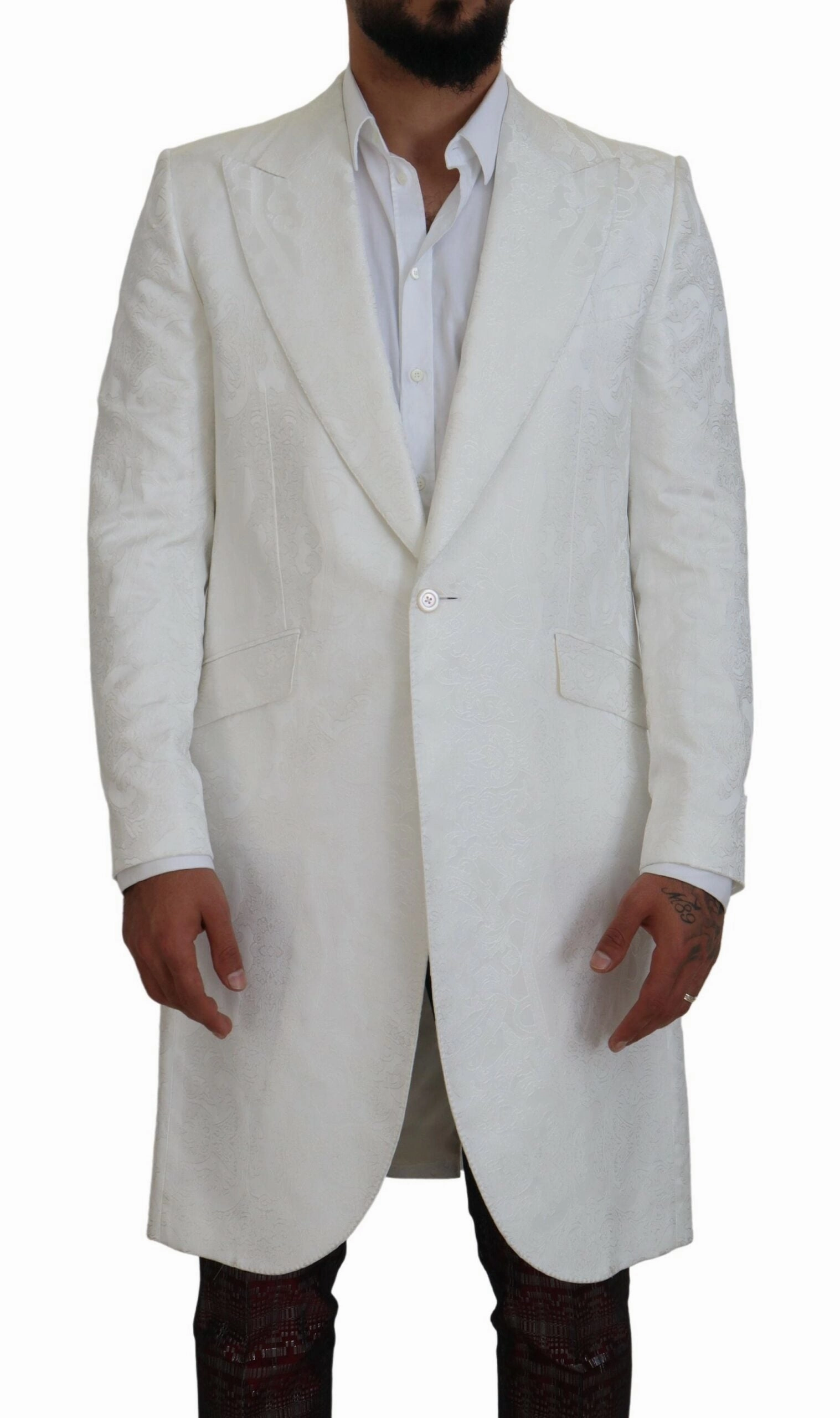Dolce & Gabbana Elegant Floral Brocade Trench Men's Coat