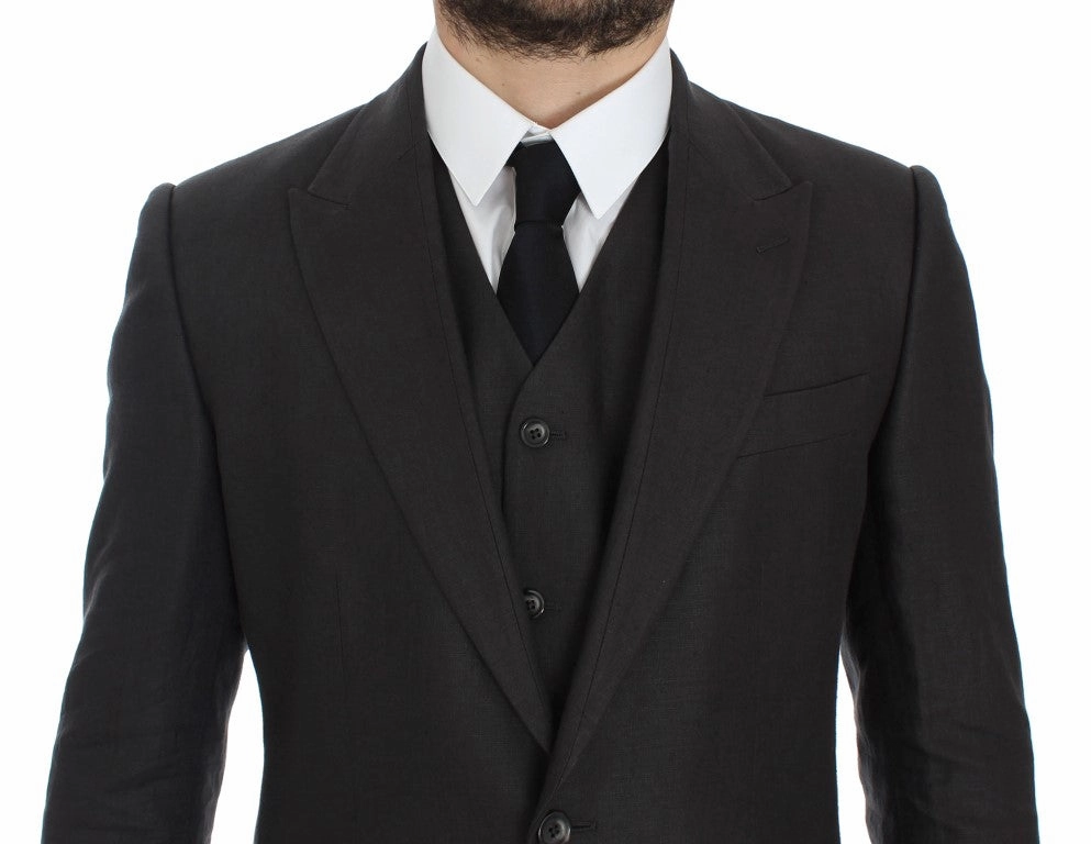 Dolce & Gabbana Elegant Linen Slim Fit Blazer and Men's Vest