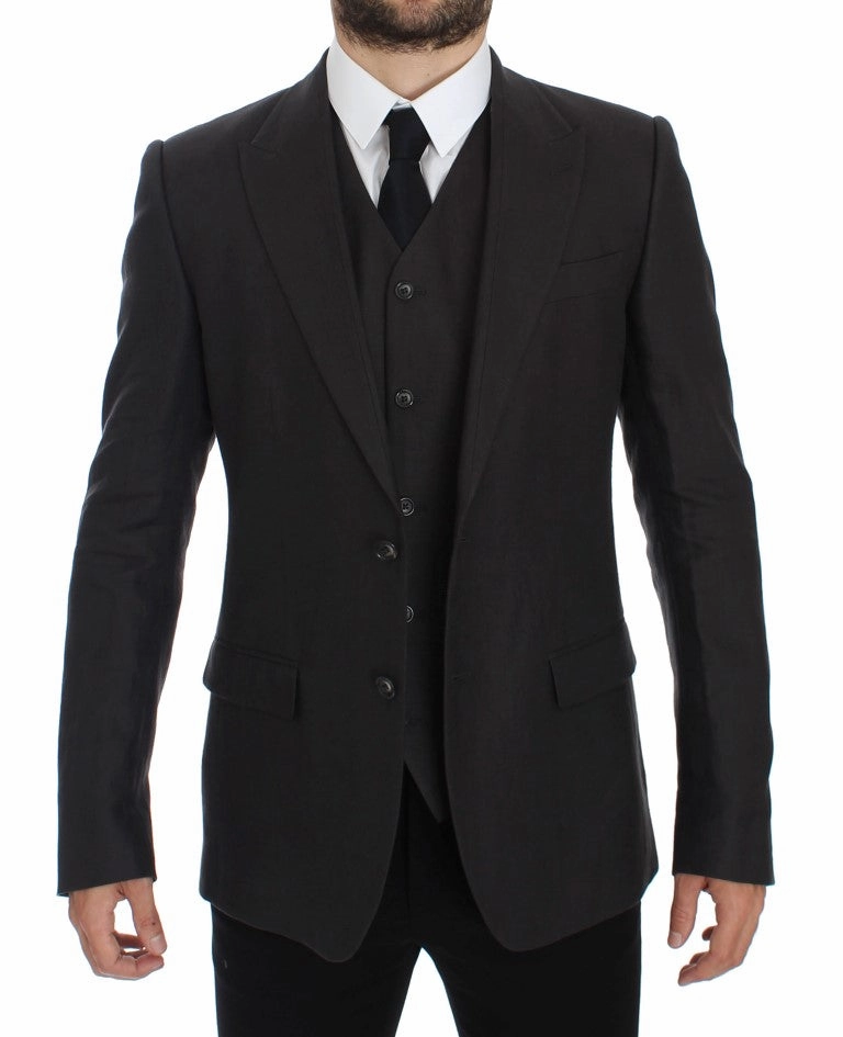 Dolce & Gabbana Elegant Linen Slim Fit Blazer and Men's Vest