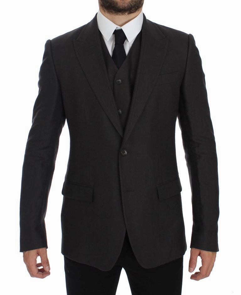 Dolce & Gabbana Elegant Linen Slim Fit Blazer and Men's Vest