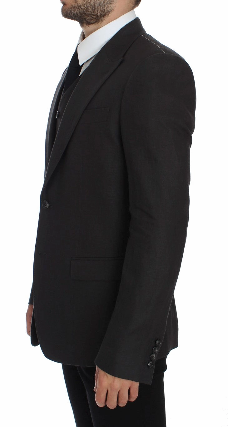 Dolce & Gabbana Elegant Linen Slim Fit Blazer and Men's Vest