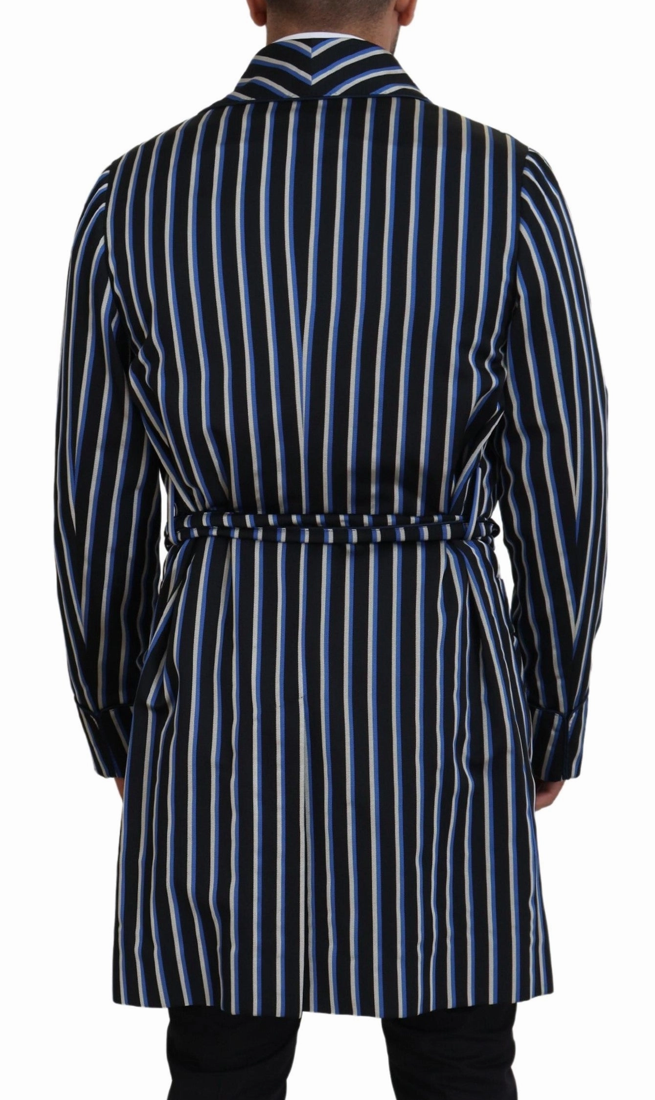 Dolce & Gabbana Elegant Striped Silk Blend Men's Robe