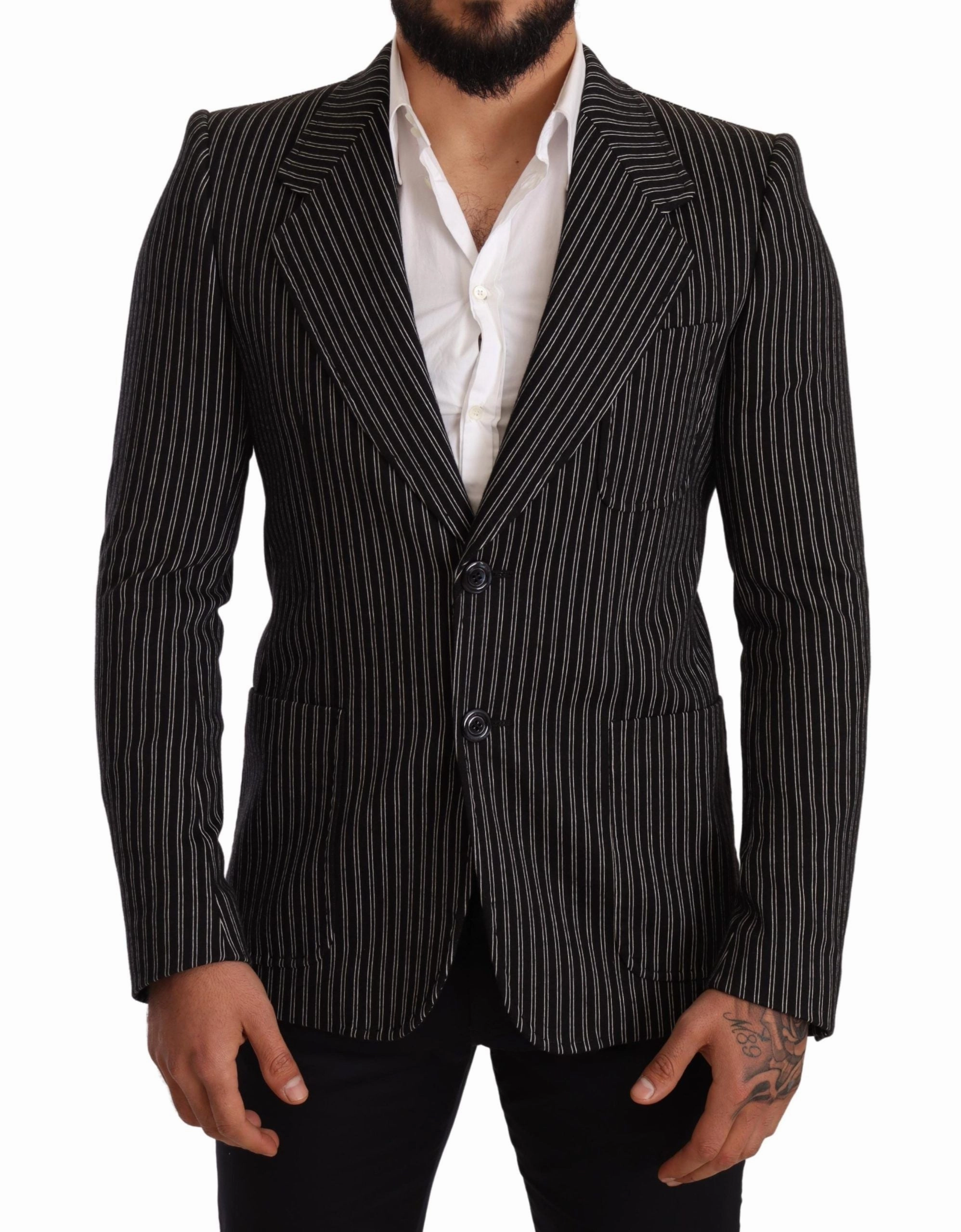 Dolce & Gabbana Elegant Striped Virgin Wool Men's Blazer