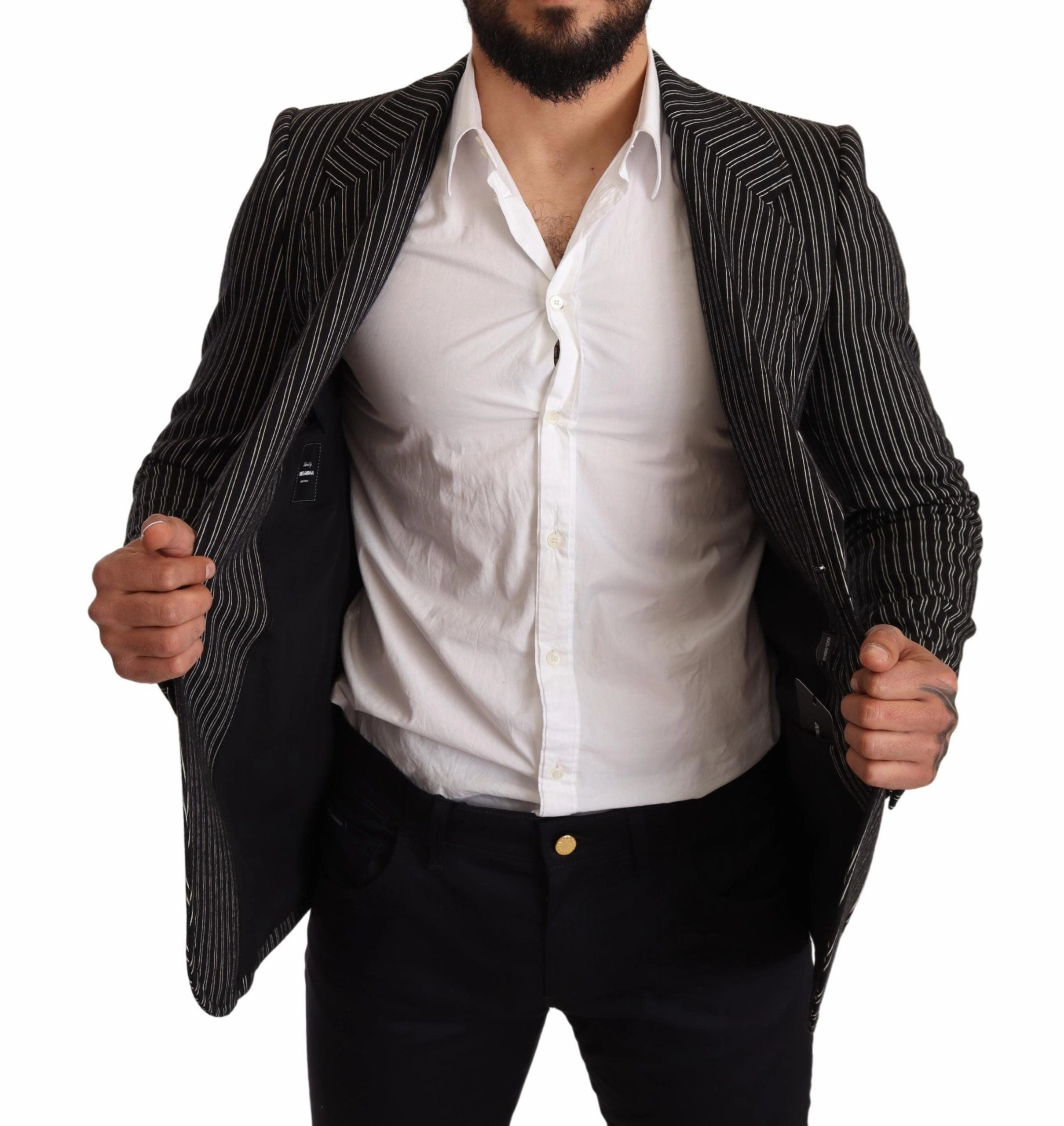Dolce & Gabbana Elegant Striped Virgin Wool Men's Blazer