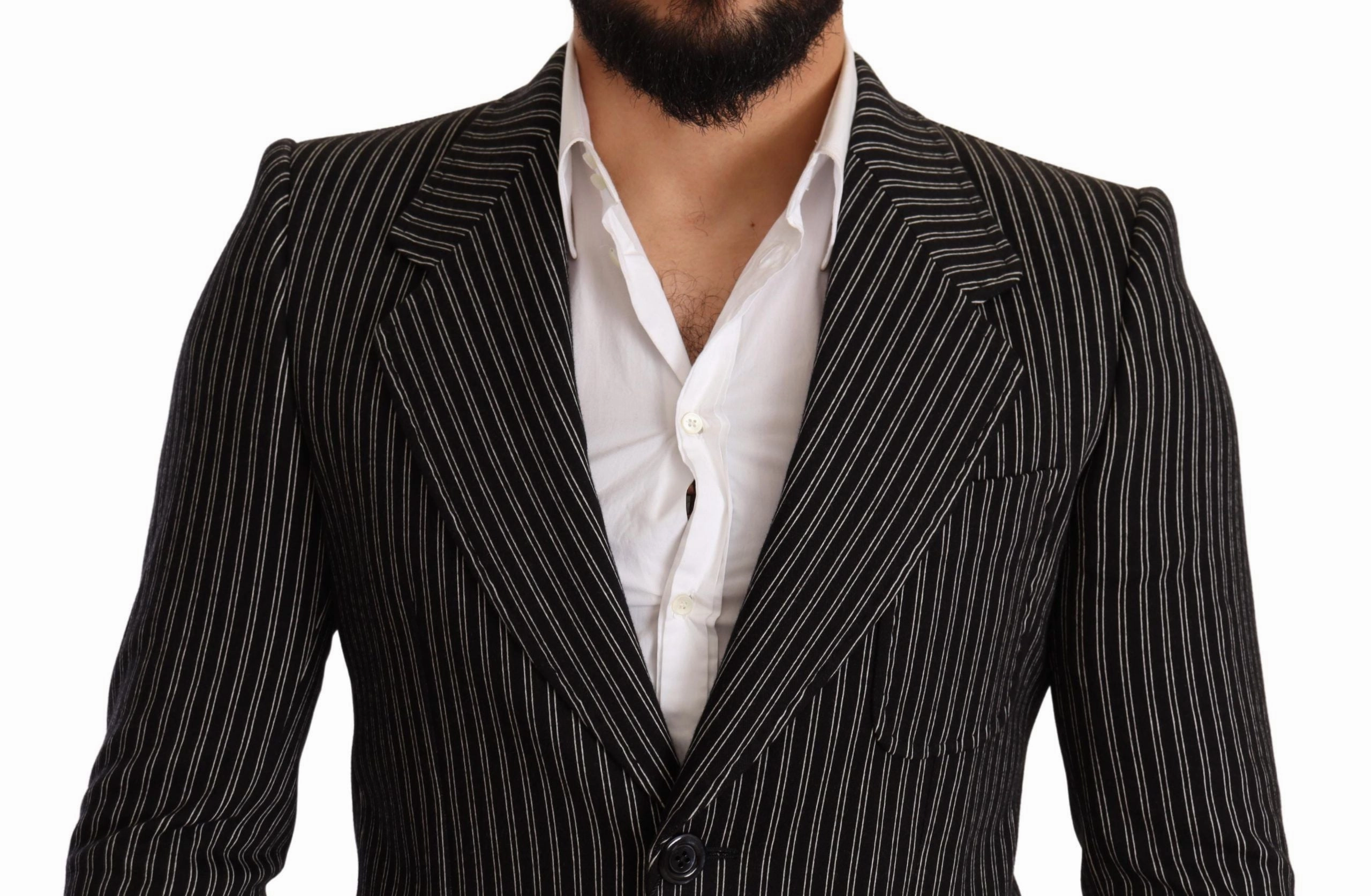 Dolce & Gabbana Elegant Striped Virgin Wool Men's Blazer