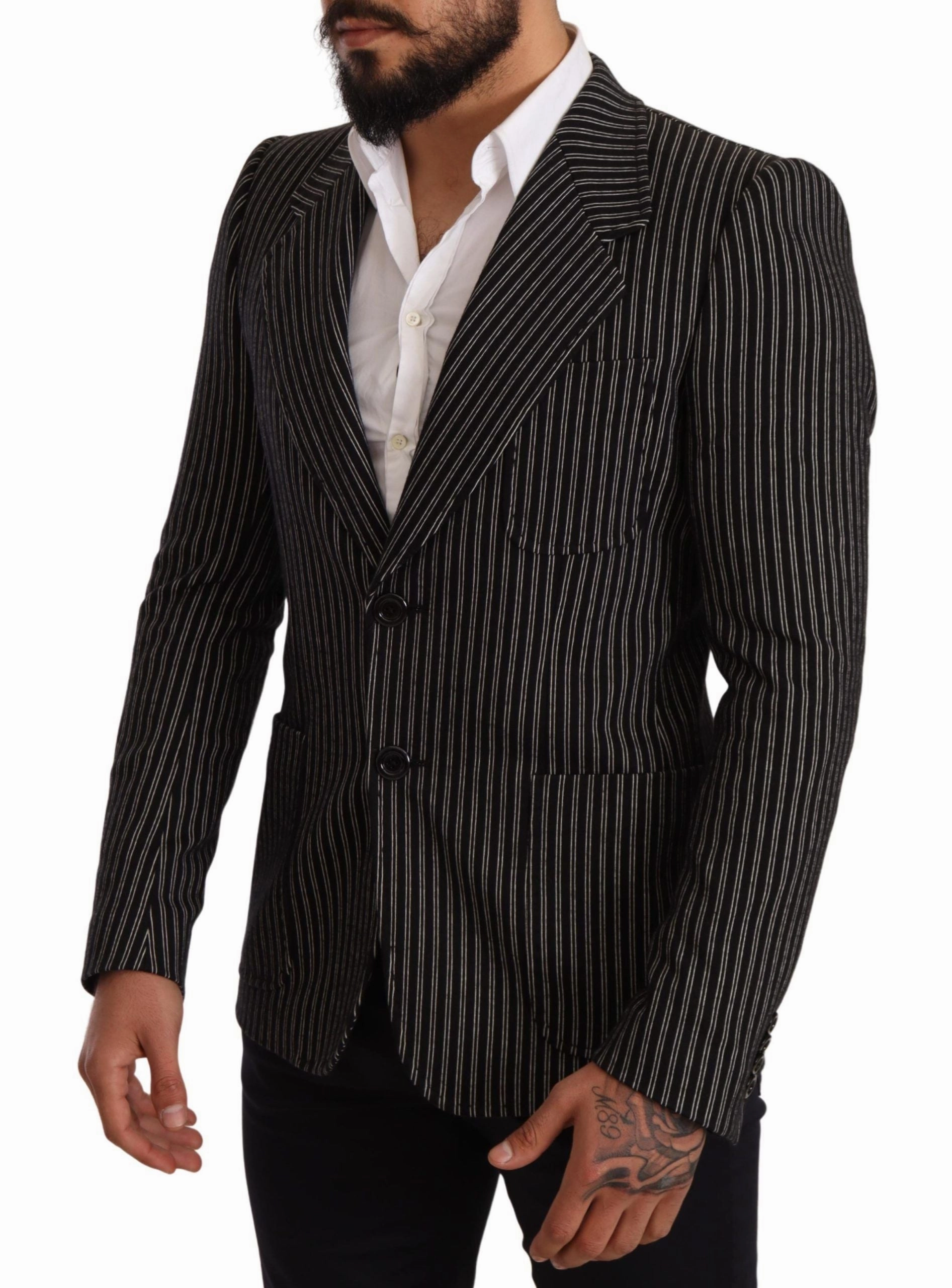 Dolce & Gabbana Elegant Striped Virgin Wool Men's Blazer