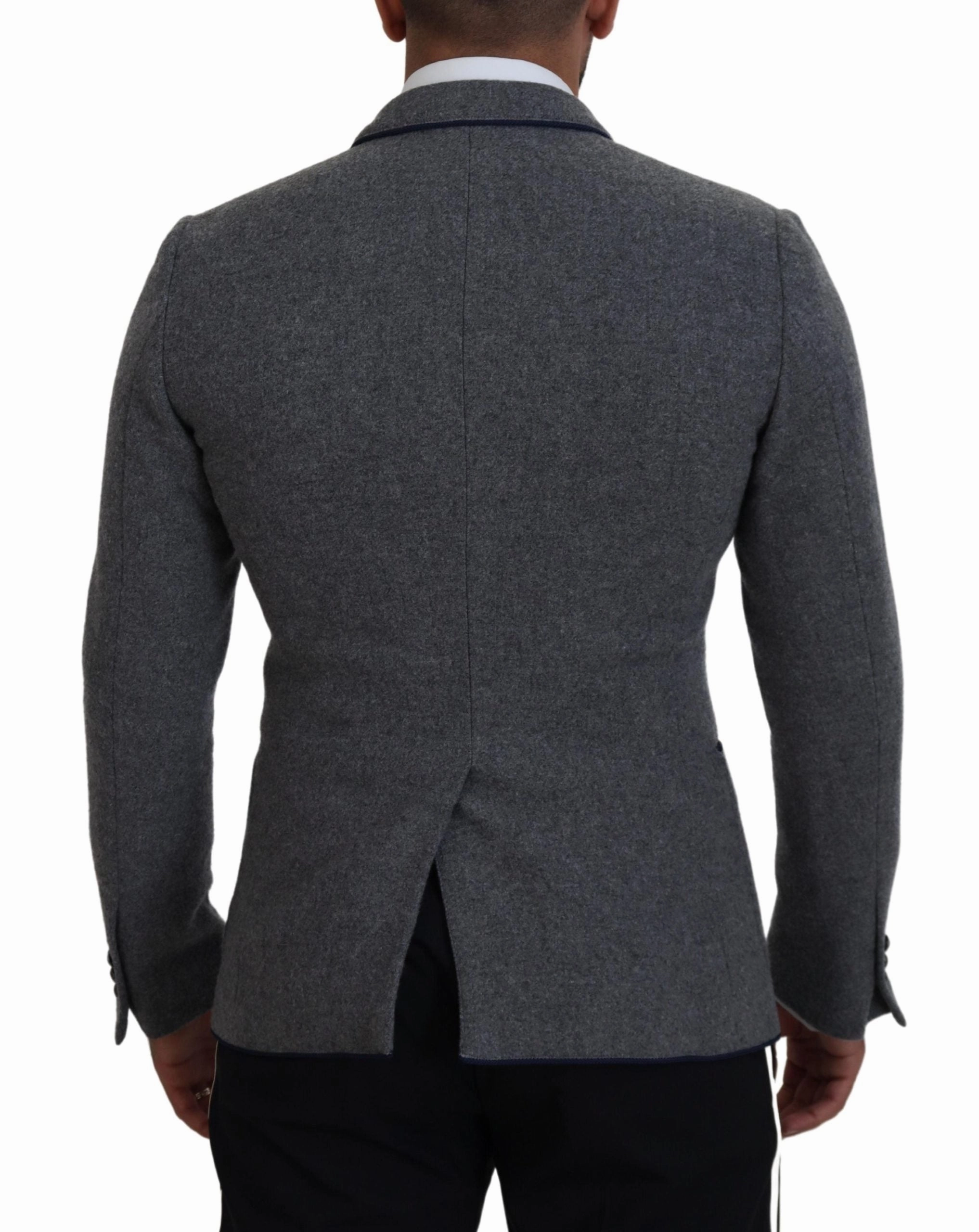 Dolce & Gabbana Elegant Wool Blazer with blue Rose Men's Embroidery