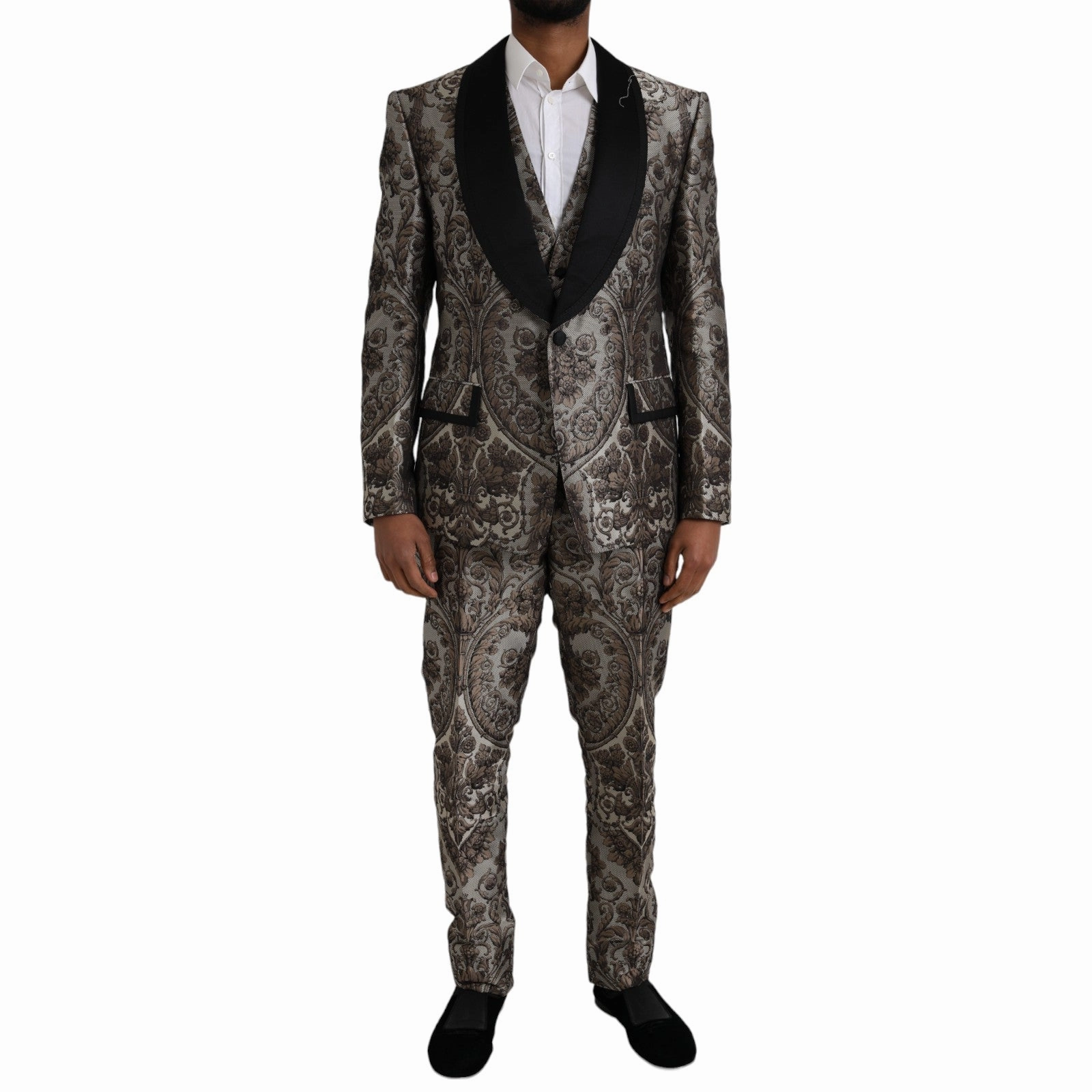 Dolce & Gabbana Floral Jacquard Formal 3 Piece Men's Suit