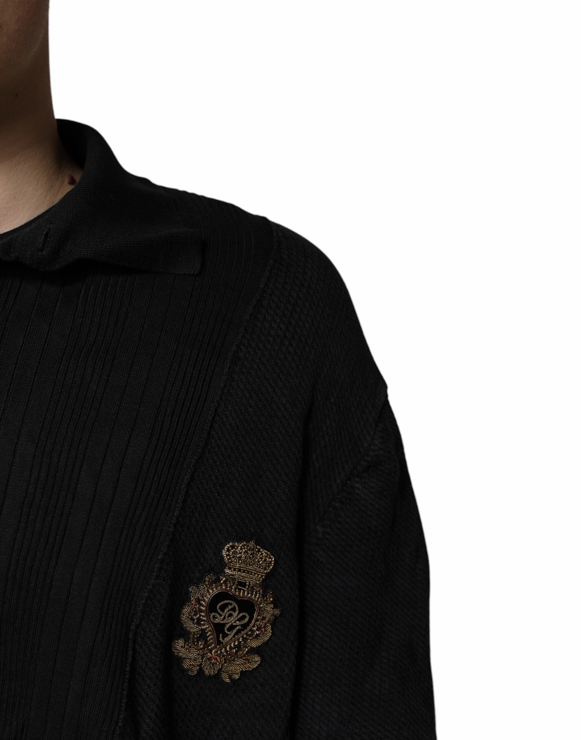 Dolce & Gabbana Heraldic Silk Buttoned Pullover Men's Sweater (Pre-Owned)
