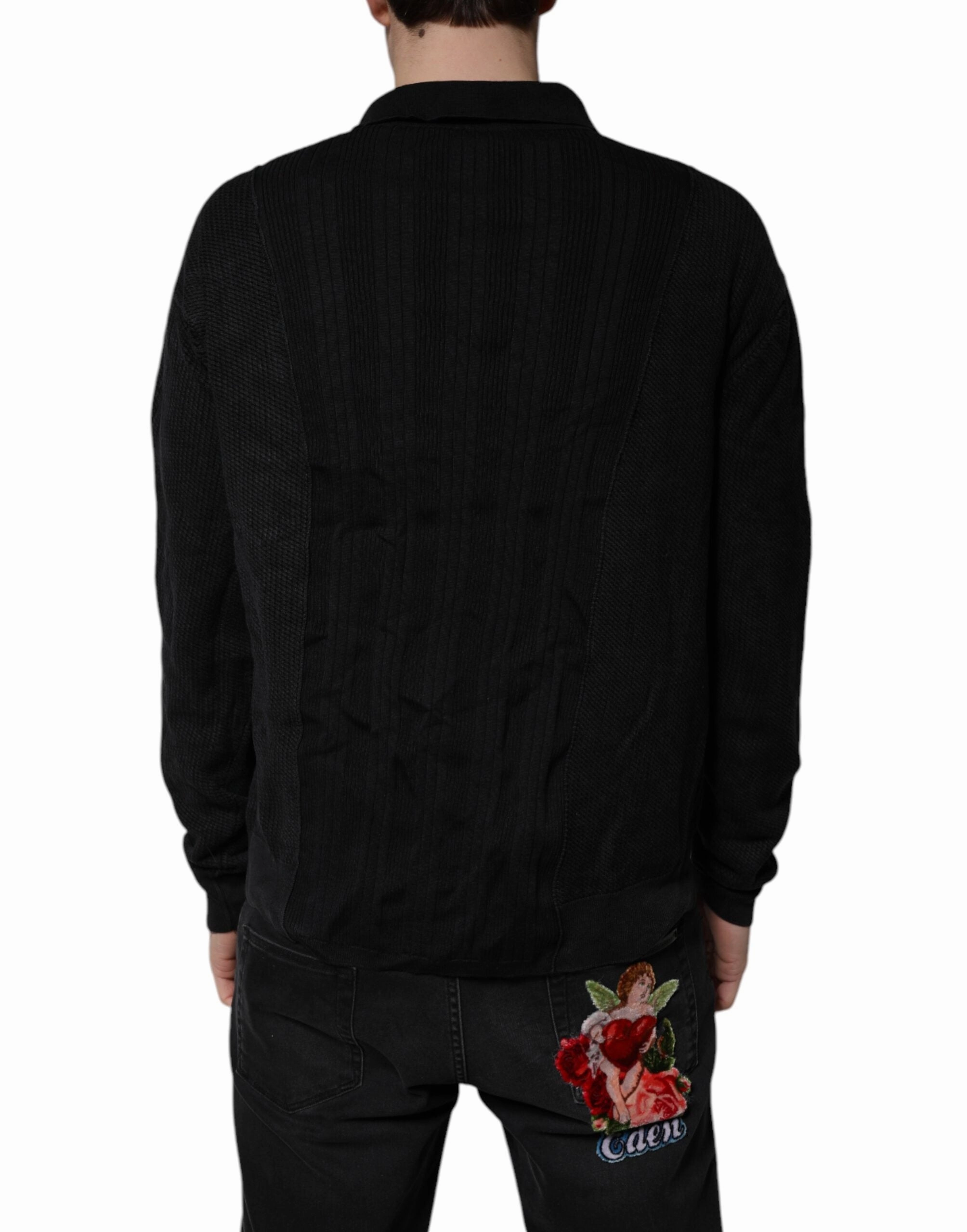 Dolce & Gabbana Heraldic Silk Buttoned Pullover Men's Sweater (Pre-Owned)